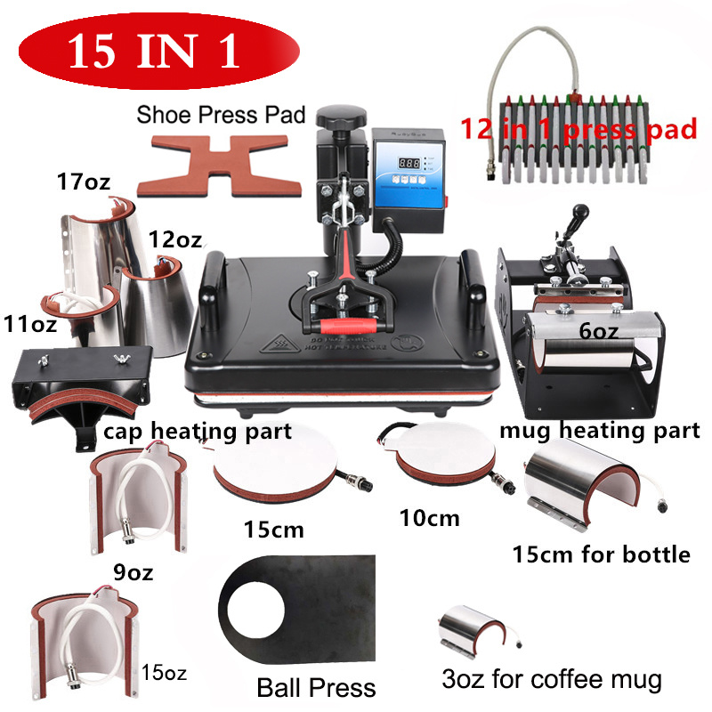 Sublimation 15 in 1 Combo Heat Press Machine | Appareltech