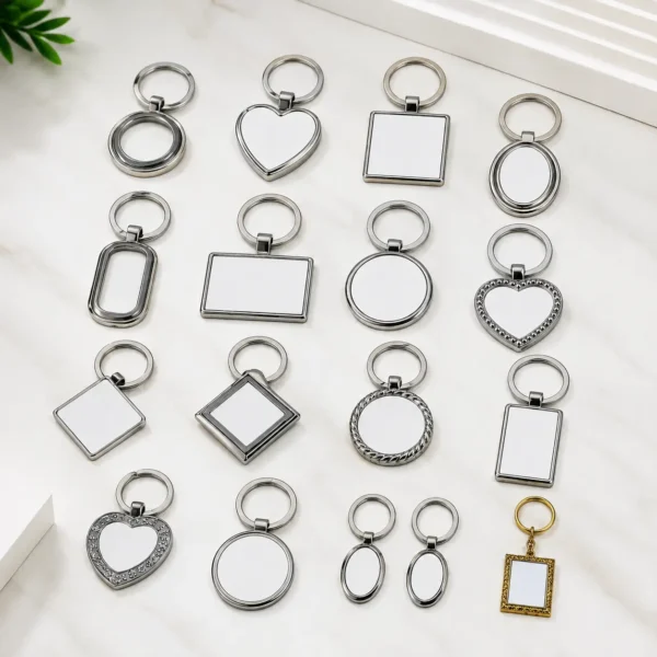 Sublimation metal keychain blanks in multiple shapes and designs