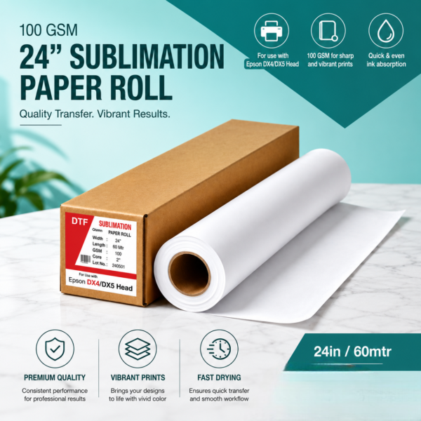 Sublimation Paper Roll 24 X 60 Mtr 100 GSM